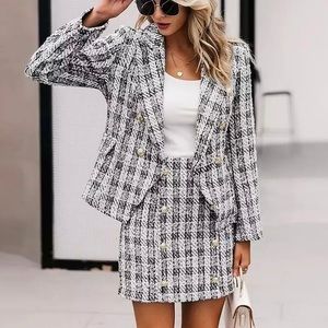 Plaid skirt set
